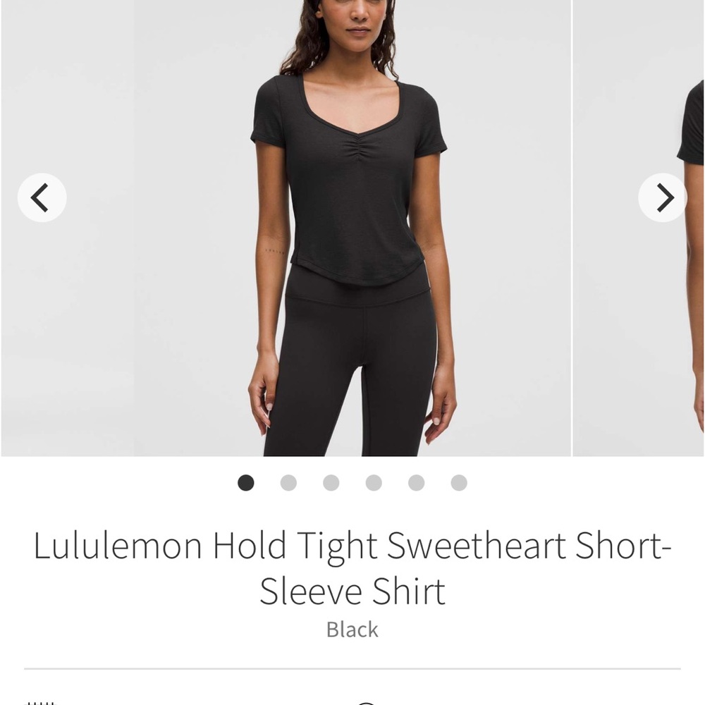 Lululemon Hold Tight Sweetheart Short-Sleeve Shirt
Black NWT size 6
